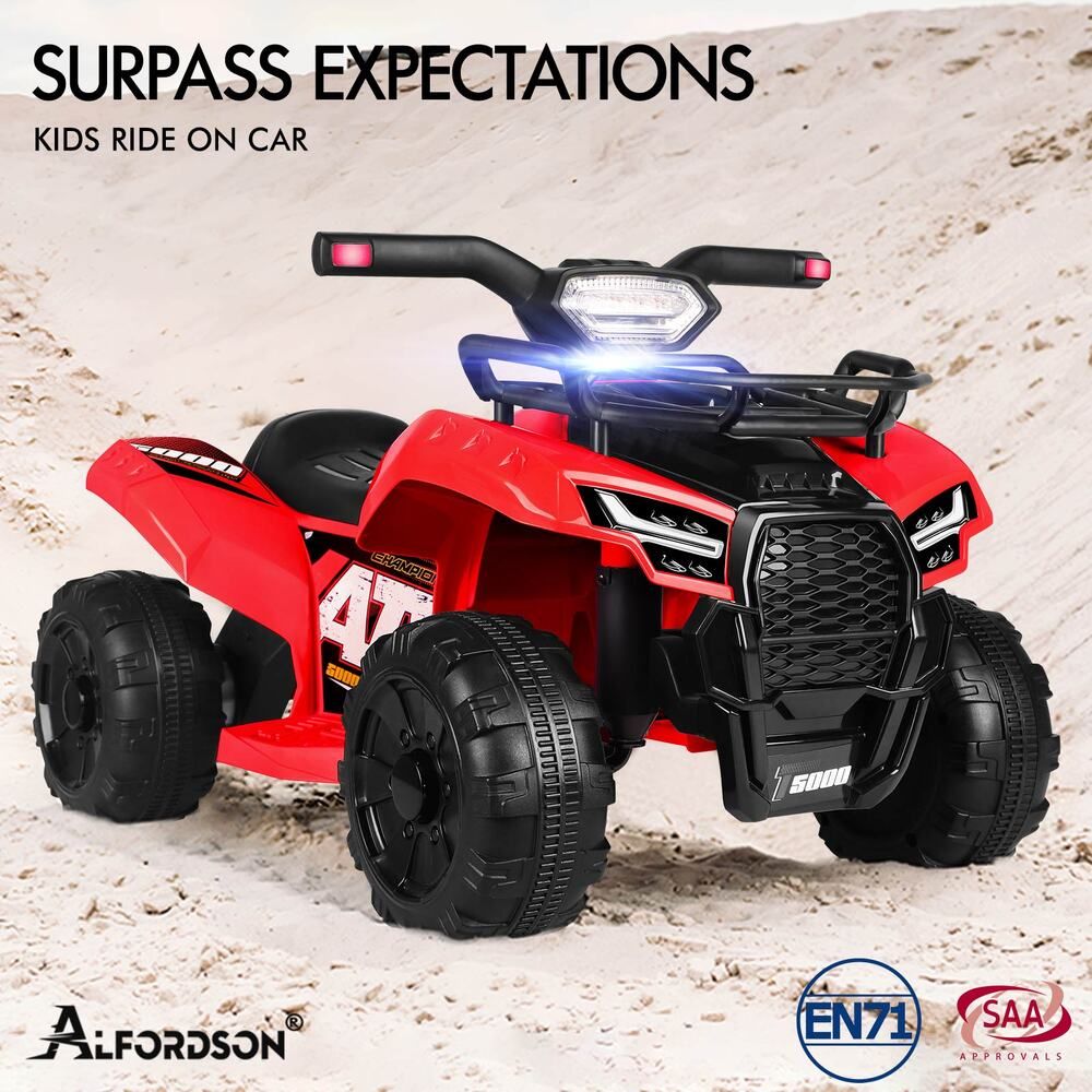 ALFORDSON Kids Ride On Car Electric ATV Toy With LED Lights Green