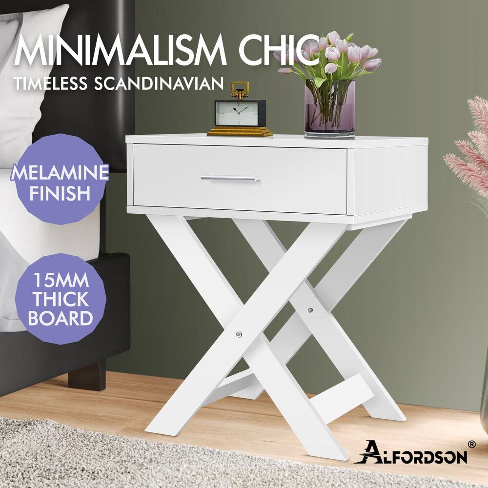 ALFORDSON Bedside Table Nightstand Side Storage Cabinet French Country White