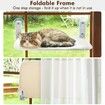 Cordless Cat Window Perch,Cat Hammock with 4 Suction Cups,Solid Metal Frame and Reversible Cover,Foldable Cat Beds for Indoor Cats (White,Large)