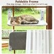 Cordless Cat Window Perch,Cat Hammock with 4 Suction Cups,Solid Metal Frame and Reversible Cover,Foldable Cat Beds for Indoor Cats (Grey,Medium)