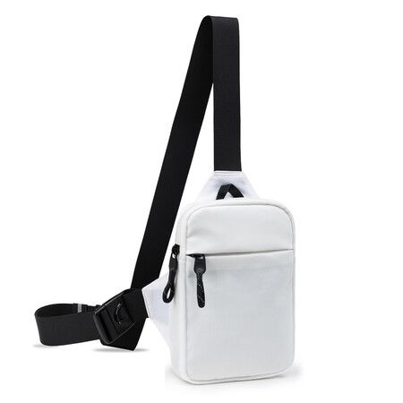 Mini Sling Bag for Men and Women,Small Crossbody Bag Trendy,Casual Waterproof Phone Chest Bag for Travel (White)