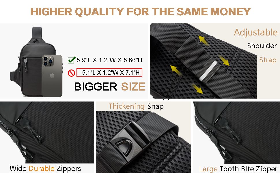 Mini Sling Bag for Men and Women,Small Crossbody Bag Trendy,Casual Waterproof Phone Chest Bag for Travel (Black)