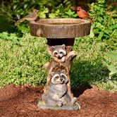 Raccoon Bird Feeder Resin Statue Figurine Decoration Animal Living Room Candy Plate Storage Garden Home Decor
