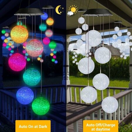 Solar Wind Chime, Color Changing Ball Wind Chimes for Garden, Patio
