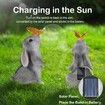 Garden Solar Outdoor Statues Rabbit Light, Patio Decor Easter Bunny with Butterfly Ornament for Lawn Balcony Yard Grey