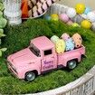 Easter Truck with Eggs Metal Pink Vintage Farm Pickup Farmhouse Tabletop Tiered Tray Decor