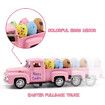Easter Truck with Eggs Metal Pink Vintage Farm Pickup Farmhouse Tabletop Tiered Tray Decor