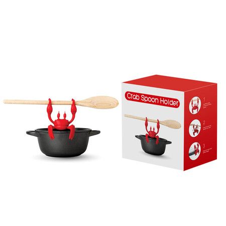 Silicone Spoon Rest for Stovetop - Heat Resistant Cookware and Grill Utensil Holder, 7.3*4*9.5 CM,(Only One Crab Silicone Holder)