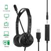 PC Wired Business Headphones USB 3.5mm Jack Comfortable Headset With Noise Cancelling Mic For PC Laptop Mac Computer