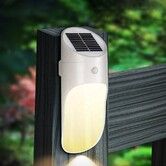 Solar Powered Motion Sensor LED Lights for Walls 15 Integrated LEDs, Wireless Waterproof Outdoor Lights( Warm Light-White)