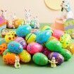 36 PCS Plastic Printed Bright Easter Eggs,4.2*6cm for Easter Hunt, Basket Stuffers Fillers, Classroom Prize Supplies, Filling Treats and Party Favor