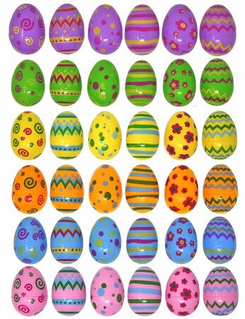 36 PCS Plastic Printed Bright Easter Eggs,4.2*6cm for Easter Hunt, Basket Stuffers Fillers, Classroom Prize Supplies, Filling Treats and Party Favor