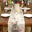 Easter Table Runner 13 x 72 Inch Bunny Rabbit Floral Spring Holiday Farmhouse Burlap Buffalo Plaid Indoor Table Decor for Home