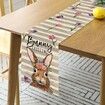 Easter Rabbit Tulip Flowers Dining Table Decor, Seasonal Spring Burlap Stripes, Fun Home Decor Indoor(13 x 72 Inch)