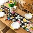 Easter Bunny Table Runner Black Buffalo Eggs Dining Table Decoration Flowers Spring Burlap Home Decor Holiday Party (13 x 72 Inch)