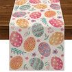 Happy Easter Linen Table Runner for Spring Easter Egg Decor Farmhouse Dining Kitchen Tabletop Decoration (13 x 72 Inch)