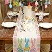 Happy Easter Table Runner 13 x 72 Inch Bunny Rabbit Pink Spring Holiday Burlap Buffalo Plaid Home Table Decor