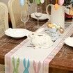 Happy Easter Table Runner 13 x 72 Inch Bunny Rabbit Pink Spring Holiday Burlap Buffalo Plaid Home Table Decor