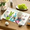 Set of 4 Spring Placemats 12x18 Inch Green Pink Rabbit Bunny Table Mats for Party Kitchen Dining Room Decoration