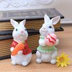 2 Pcs Resin Rabbit Ornament Craft Bunny Figurines Easter Miniature Models Decor (5*5*10 CM)