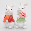 2 Pcs Resin Rabbit Ornament Craft Bunny Figurines Easter Miniature Models Decor (5*5*10 CM)