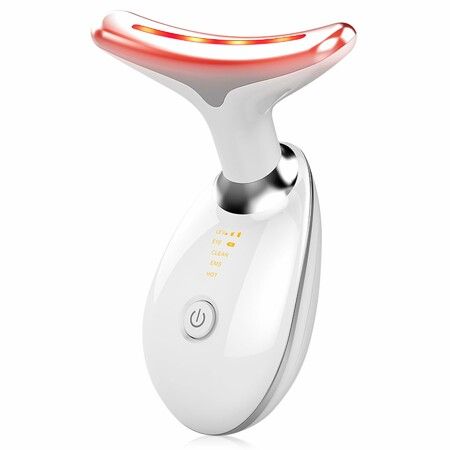 (White)7-in-1 Deplux Face Neck Massager for Skin Care at Home, Facial Massager Glossy
