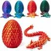 3D Printed Dragon in Egg,Full Articulated Dragon Crystal Dragon with Dragon Egg,Flexible Joints Home Decor Executive Desk Toys,Home Office Decor Executive Desk Toys (Red)