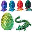 3D Printed Dragon in Egg,Full Articulated Dragon Crystal Dragon with Dragon Egg,Flexible Joints Home Decor Executive Desk Toys,Home Office Decor Executive Desk Toys (Yellow&Green)