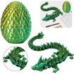 3D Printed Dragon in Egg,Full Articulated Dragon Crystal Dragon with Dragon Egg,Flexible Joints Home Decor Executive Desk Toys,Home Office Decor Executive Desk Toys (Yellow&Green)