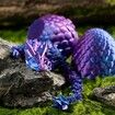 3D Printed Dragon in Egg,Full Articulated Dragon Crystal Dragon with Dragon Egg,Flexible Joints Home Decor Executive Desk Toys,Home Office Decor Executive Desk Toys (Laser Purple)