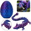 3D Printed Dragon in Egg,Full Articulated Dragon Crystal Dragon with Dragon Egg,Flexible Joints Home Decor Executive Desk Toys,Home Office Decor Executive Desk Toys (Laser Purple)