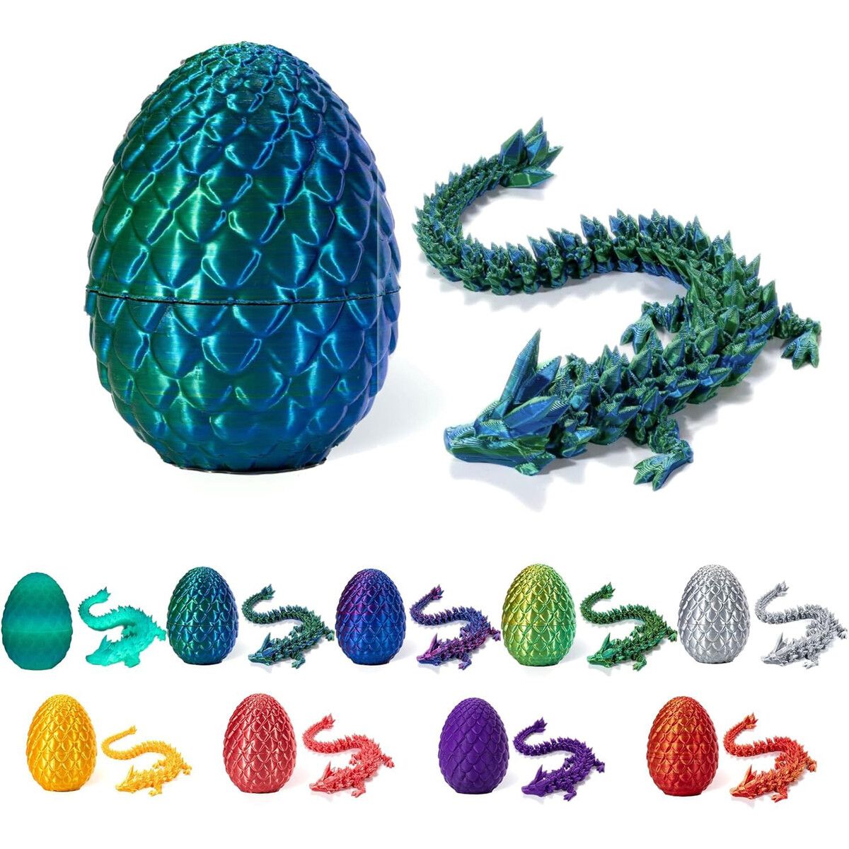 3D Printed Dragon in Egg,Full Articulated Dragon Crystal Dragon with ...