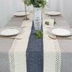 Table Runner for Home Decor 108 Inches Long Farmhouse Rustic Table Runner Cream & Blue Macrame Table Runner with Tassels for Boho Dining Bedroom Decor Rustic Bridal Shower (12x108 Inches)