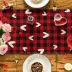 Red Black Buffalo Plaid Love Valentines Day Table Runner,Seasonal Anniversary Kitchen Dining Table Decoration for Home Party Decor 13x72 Inch