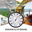 25CM Indoor Outdoor Thermometer Large Numbers Wall Thermometer Hygrometer Garden Decoration (Black)