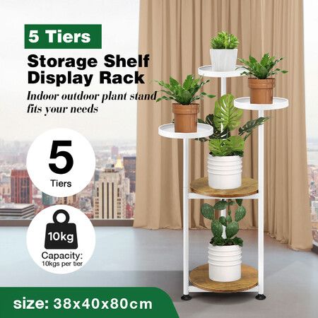 5 Tier Plant Pot Stand Metal Corner Flower Holder Shelf Display Unit Indoor Outdoor Shelves Garden Rack