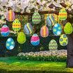 16 Pieces Easter Egg Outdoor Hanging Ornaments Decorations Happy Easter Hanging Porch & Tree Yard Lawn Decor - Double-Side Printed