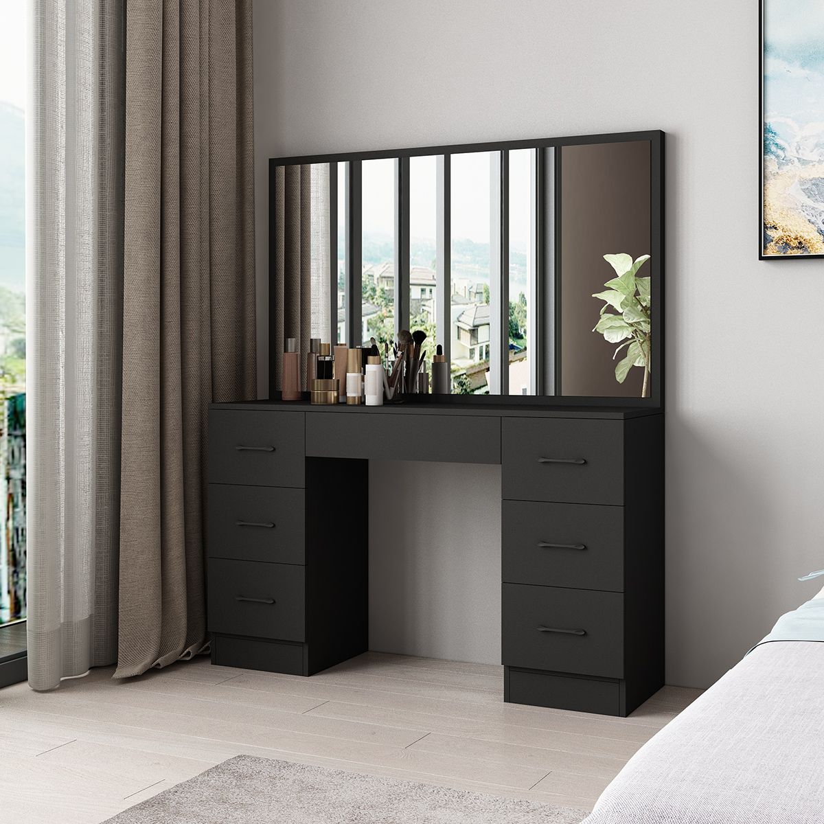 Dressing Table Set with Mirror Makeup Dresser Vanity Modern Home Furniture