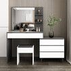 Dressing Table Set Makeup Vanity Mirrored Drawers Storage Grey Dresser Stool Modern Wooden Furniture Adjustable