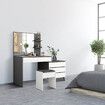 Dressing Table Set Makeup Vanity Mirrored Drawers Storage Grey Dresser Stool Modern Wooden Furniture Adjustable