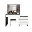 Dressing Table Set Makeup Vanity Mirrored Drawers Storage Grey Dresser Stool Modern Wooden Furniture Adjustable