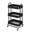 3 Tier Storage Cart Rolling Utility Trolley Metal Tool Kitchen Wheeled Trolly Living Bath Room Salon Beauty Shelf Organizer Lockable with Wheels