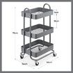 3 Tier Storage Cart Utility Tool Kitchen Rolling Trolley Metal Wheeled Trolly Bath Living Room Salon Beauty Shelf Organizer Lockable with Wheels