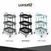 3 Tier Storage Cart Utility Tool Kitchen Rolling Trolley Metal Wheeled Trolly Bath Living Room Salon Beauty Shelf Organizer Lockable with Wheels