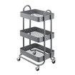 3 Tier Storage Cart Utility Tool Kitchen Rolling Trolley Metal Wheeled Trolly Bath Living Room Salon Beauty Shelf Organizer Lockable with Wheels