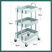 3 Tier Utility Cart Storage Rolling Trolley Tool Kitchen Wheeled Trolly Metal Shelf Living Bath Room Salon Beauty Organizer Lockable with Wheels