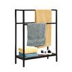 3 Tier Towel Rail Rack Free Standing Drying Holder Bars Hanger Steel Storage Hanging Dryer Bamboo Shelf for Bathroom Restroom Kitchen