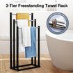 3 Tier Towel Rail Free Standing Washcloth Drying Rack Holder Stand Hanger Stainless Steel Bars Hanging Storage Dryer for Bathroom Restroom Kitchen