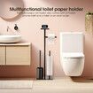 Toilet Paper Roll Holder with Brush Phone Shelf Free Standing Tissue Storage Dispenser Bathroom Organiser Reserve Floor Stand Home Decor 67cm Black