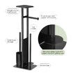 Toilet Paper Roll Holder with Brush Phone Shelf Free Standing Tissue Storage Dispenser Bathroom Organiser Reserve Floor Stand Home Decor 67cm Black